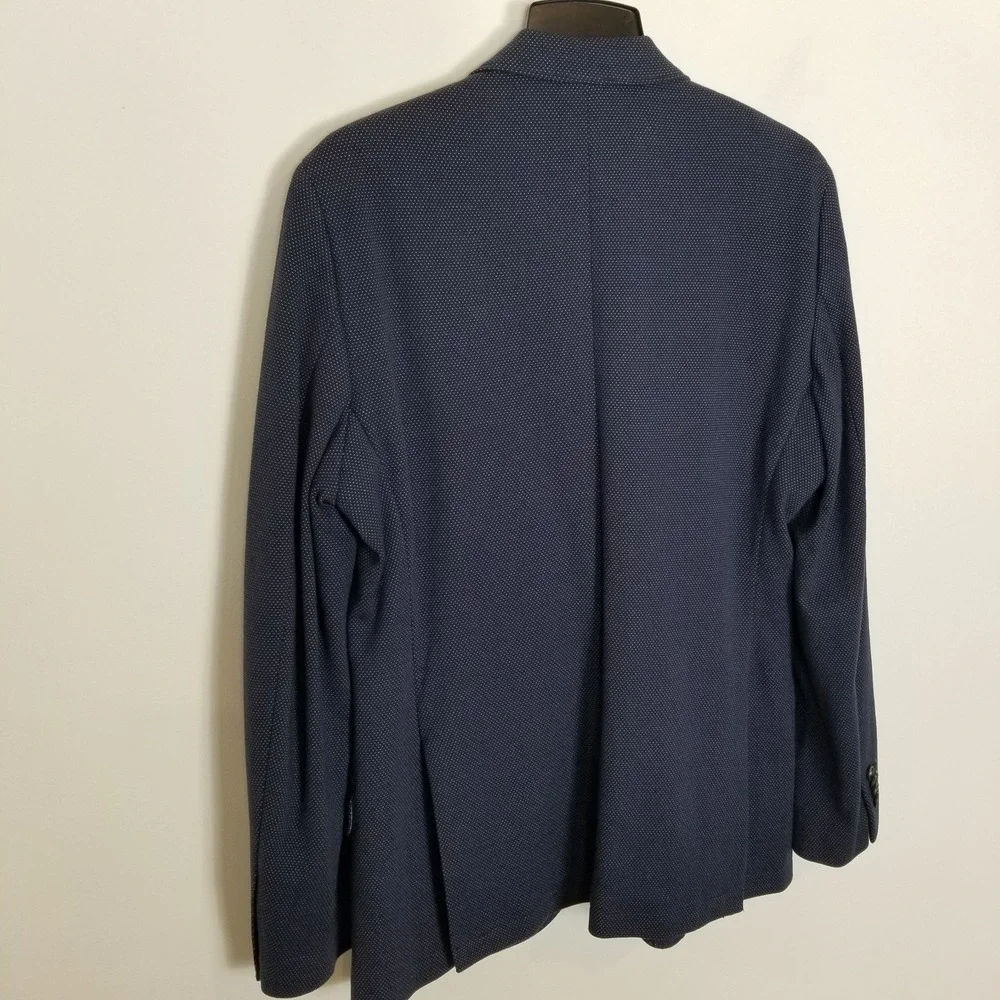 El Ganso Men Unstructured Blazer Jacket  US 42 Blue Printed‎ Cotton Blend Preppy